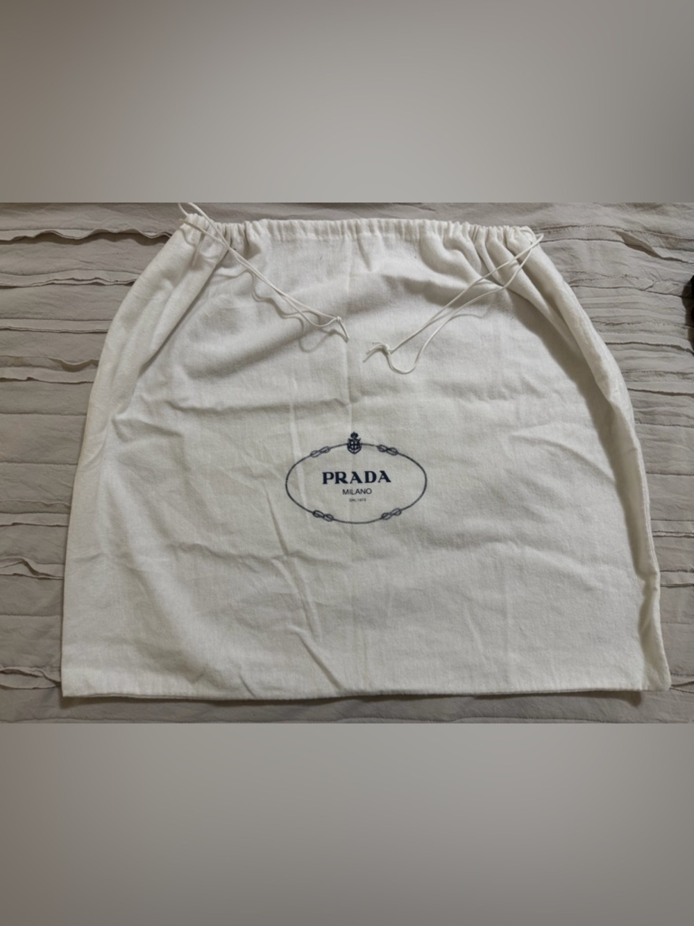 Prada Milano White Drawstring Duster Bag